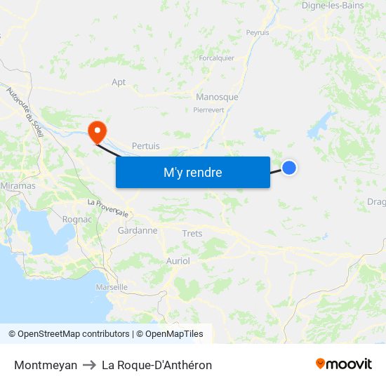 Montmeyan to La Roque-D'Anthéron map
