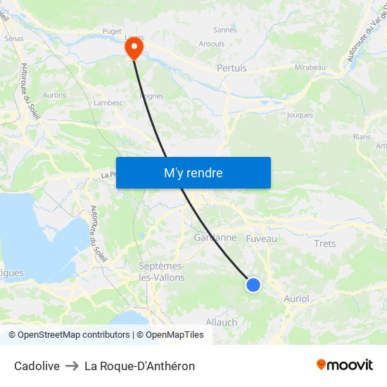 Cadolive to La Roque-D'Anthéron map