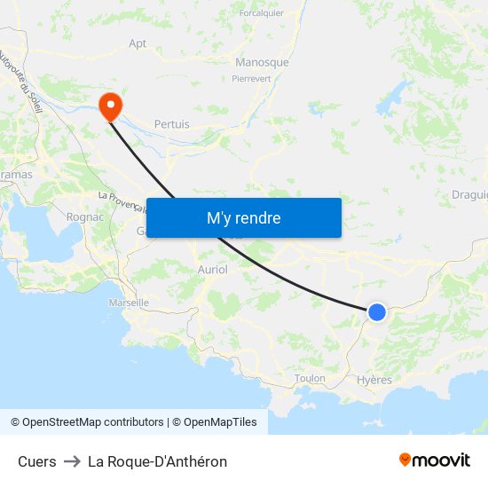 Cuers to La Roque-D'Anthéron map