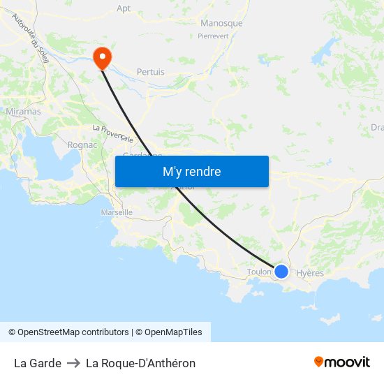 La Garde to La Roque-D'Anthéron map