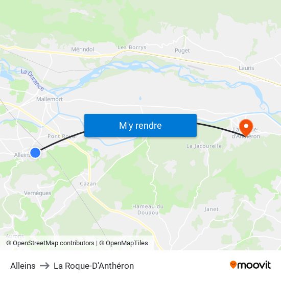 Alleins to La Roque-D'Anthéron map