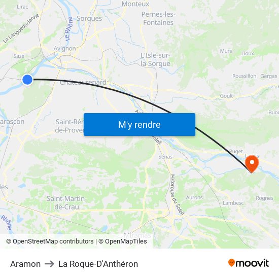 Aramon to La Roque-D'Anthéron map