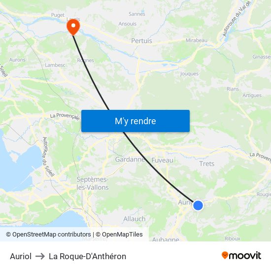 Auriol to La Roque-D'Anthéron map