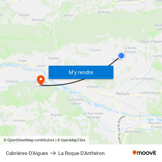 Cabrières-D'Aigues to La Roque-D'Anthéron map