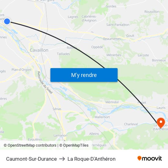 Caumont-Sur-Durance to La Roque-D'Anthéron map