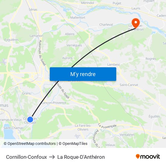 Cornillon-Confoux to La Roque-D'Anthéron map