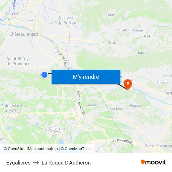 Eygalières to La Roque-D'Anthéron map