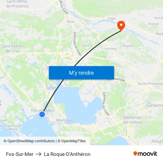 Fos-Sur-Mer to La Roque-D'Anthéron map