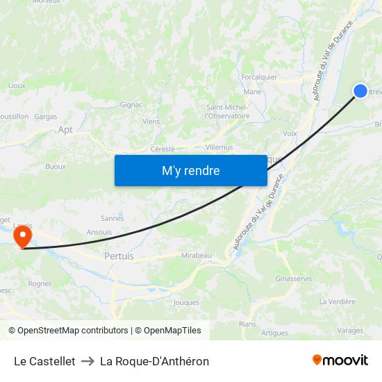 Le Castellet to La Roque-D'Anthéron map