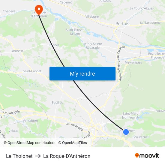 Le Tholonet to La Roque-D'Anthéron map