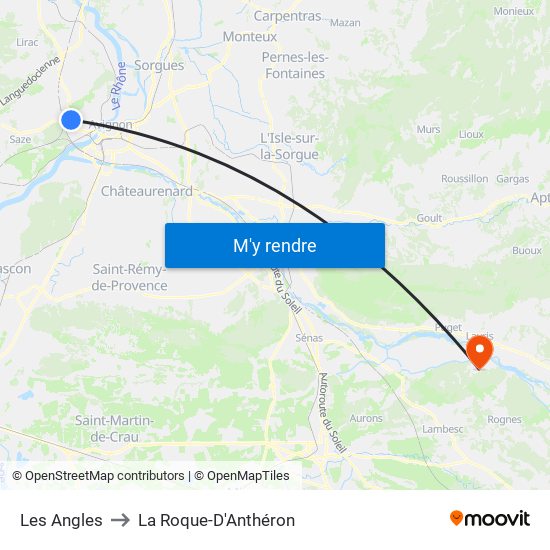 Les Angles to La Roque-D'Anthéron map