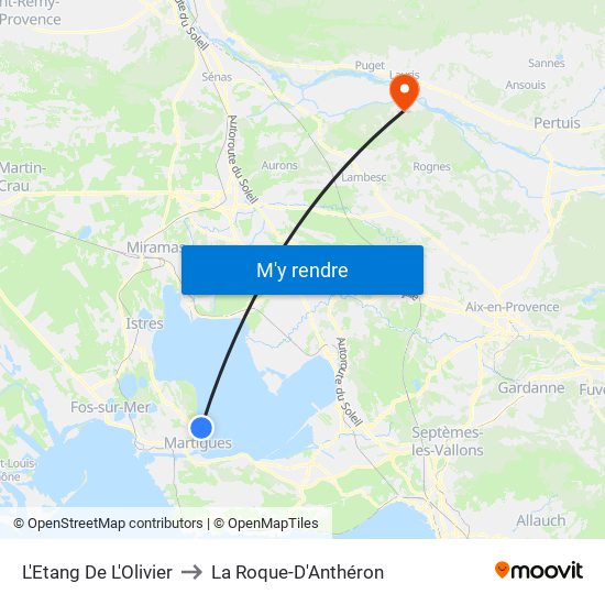 L'Etang De L'Olivier to La Roque-D'Anthéron map