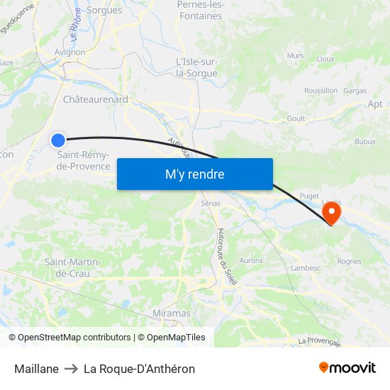 Maillane to La Roque-D'Anthéron map