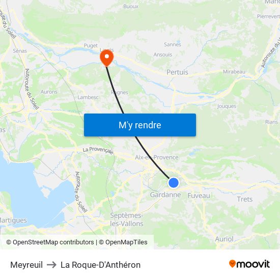 Meyreuil to La Roque-D'Anthéron map