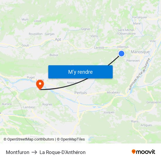 Montfuron to La Roque-D'Anthéron map
