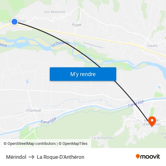 Mérindol to La Roque-D'Anthéron map