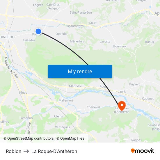 Robion to La Roque-D'Anthéron map