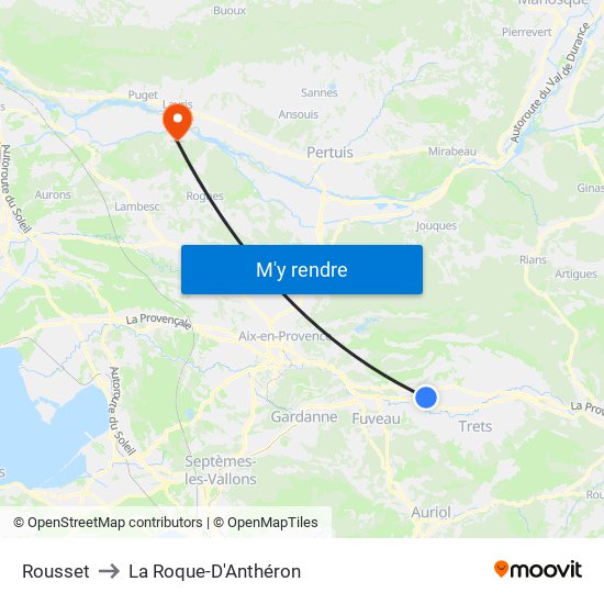 Rousset to La Roque-D'Anthéron map