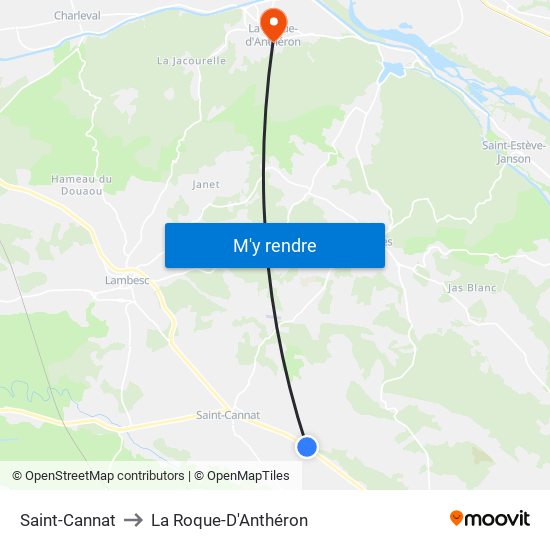 Saint-Cannat to La Roque-D'Anthéron map