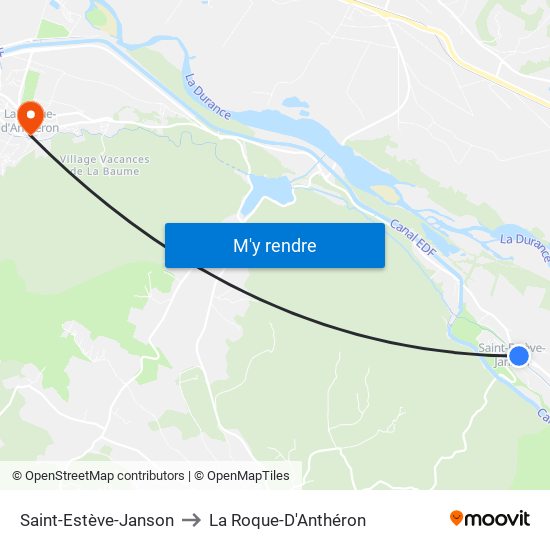 Saint-Estève-Janson to La Roque-D'Anthéron map