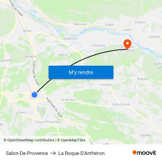 Salon-De-Provence to La Roque-D'Anthéron map