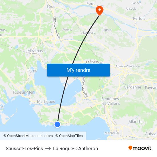 Sausset-Les-Pins to La Roque-D'Anthéron map