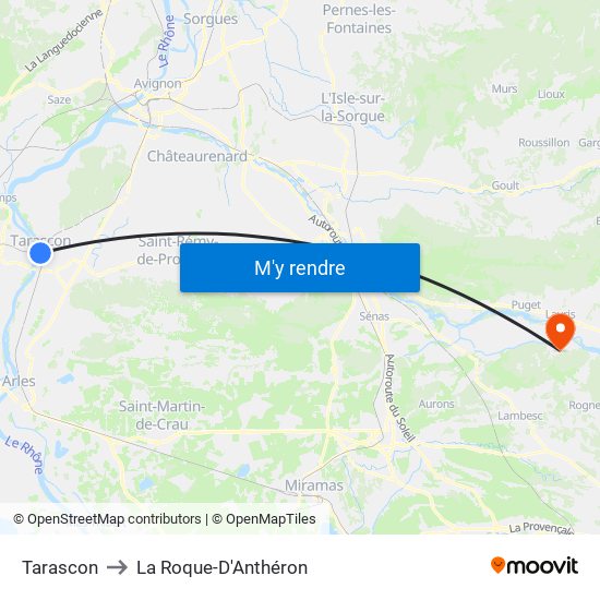 Tarascon to La Roque-D'Anthéron map
