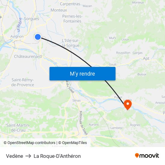 Vedène to La Roque-D'Anthéron map