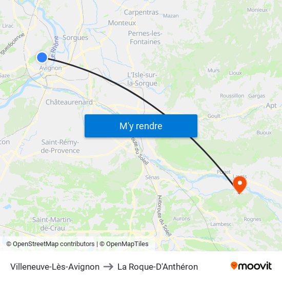 Villeneuve-Lès-Avignon to La Roque-D'Anthéron map