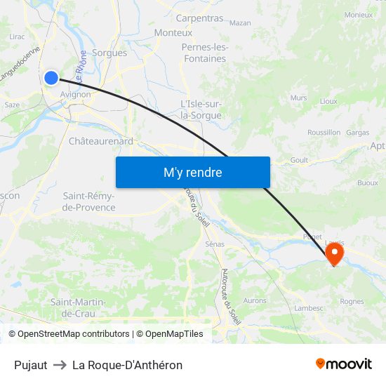 Pujaut to La Roque-D'Anthéron map