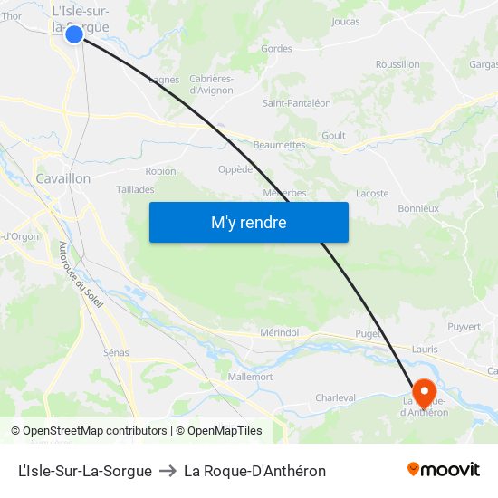 L'Isle-Sur-La-Sorgue to La Roque-D'Anthéron map