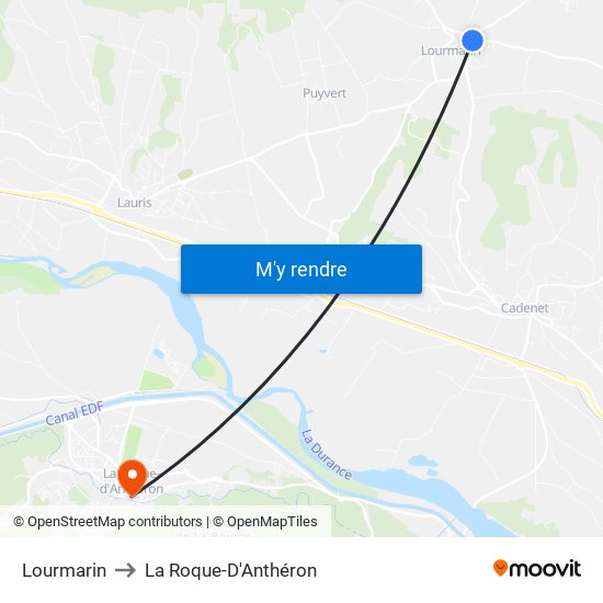 Lourmarin to La Roque-D'Anthéron map