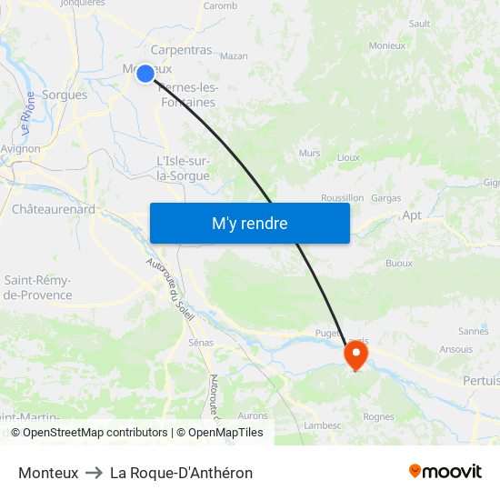 Monteux to La Roque-D'Anthéron map