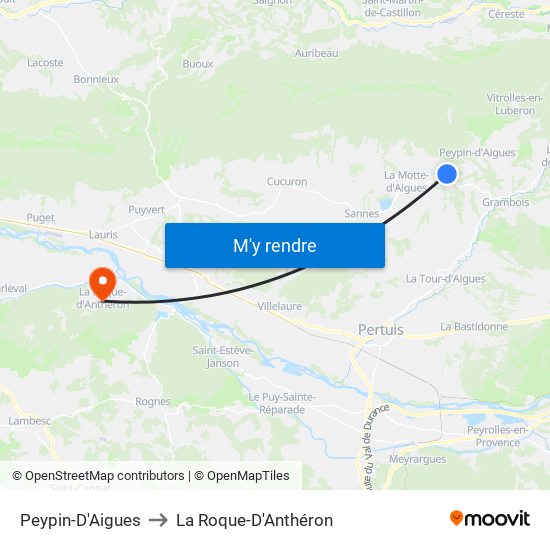Peypin-D'Aigues to La Roque-D'Anthéron map