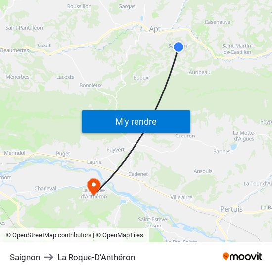 Saignon to La Roque-D'Anthéron map