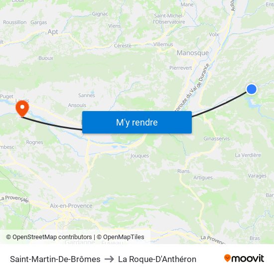 Saint-Martin-De-Brômes to La Roque-D'Anthéron map