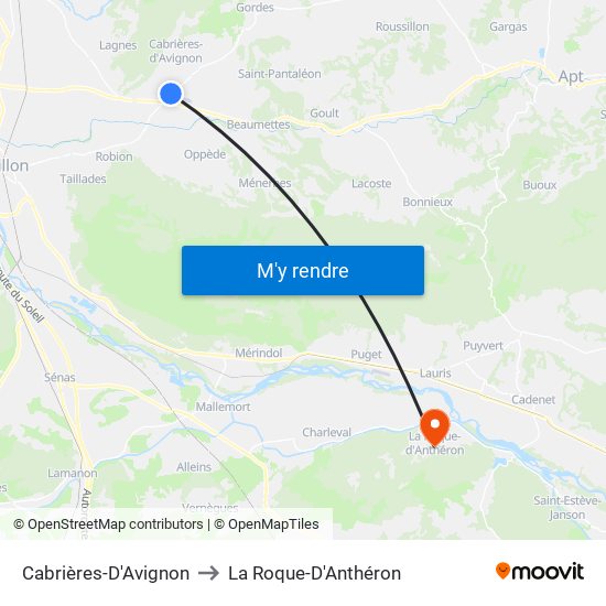 Cabrières-D'Avignon to La Roque-D'Anthéron map