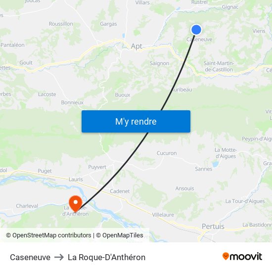 Caseneuve to La Roque-D'Anthéron map