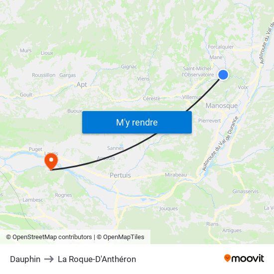 Dauphin to La Roque-D'Anthéron map