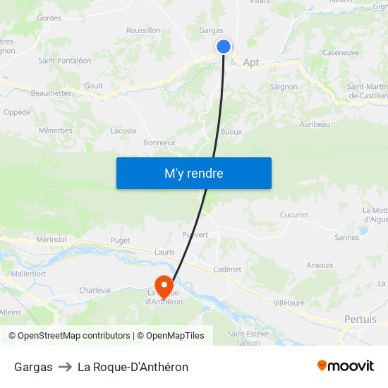 Gargas to La Roque-D'Anthéron map