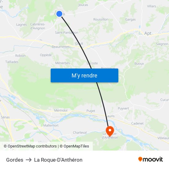 Gordes to La Roque-D'Anthéron map