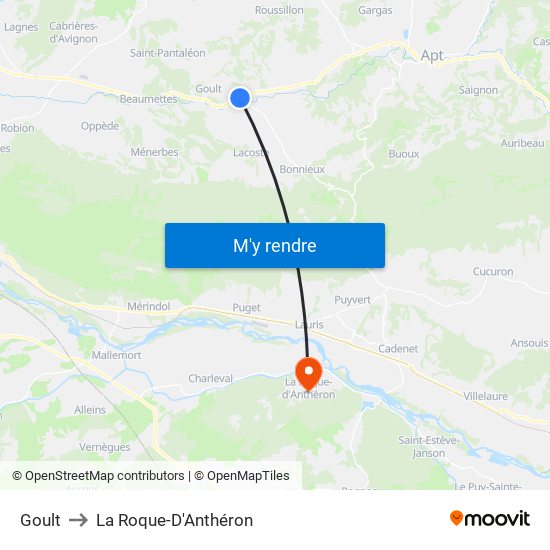 Goult to La Roque-D'Anthéron map