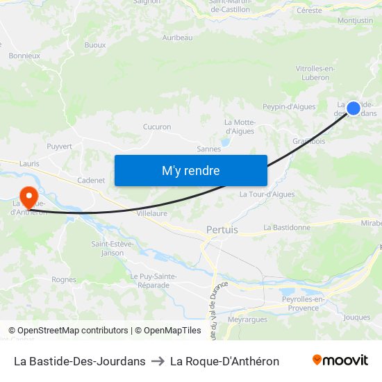 La Bastide-Des-Jourdans to La Roque-D'Anthéron map