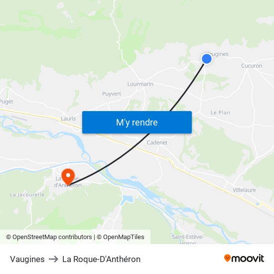 Vaugines to La Roque-D'Anthéron map