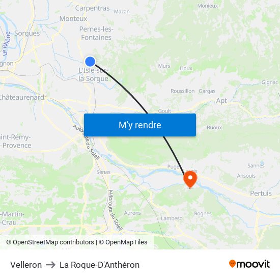 Velleron to La Roque-D'Anthéron map