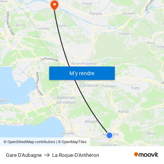 Gare D'Aubagne to La Roque-D'Anthéron map