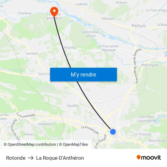Rotonde to La Roque-D'Anthéron map