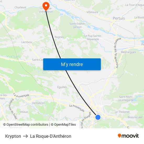 Krypton to La Roque-D'Anthéron map