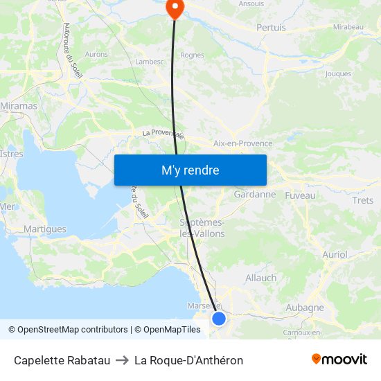 Capelette Rabatau to La Roque-D'Anthéron map