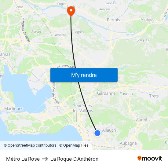 Métro La Rose to La Roque-D'Anthéron map